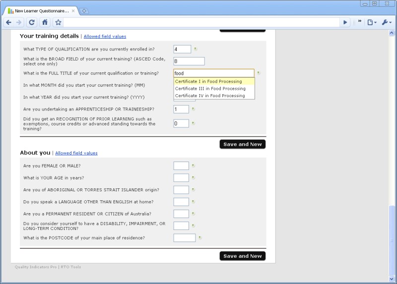 More intelligent data entry screens